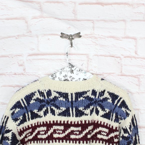 Luis Multicolor 100% Wool Snowfalkes Button Front Knit Sweater Size XL - Picture 6 of 8